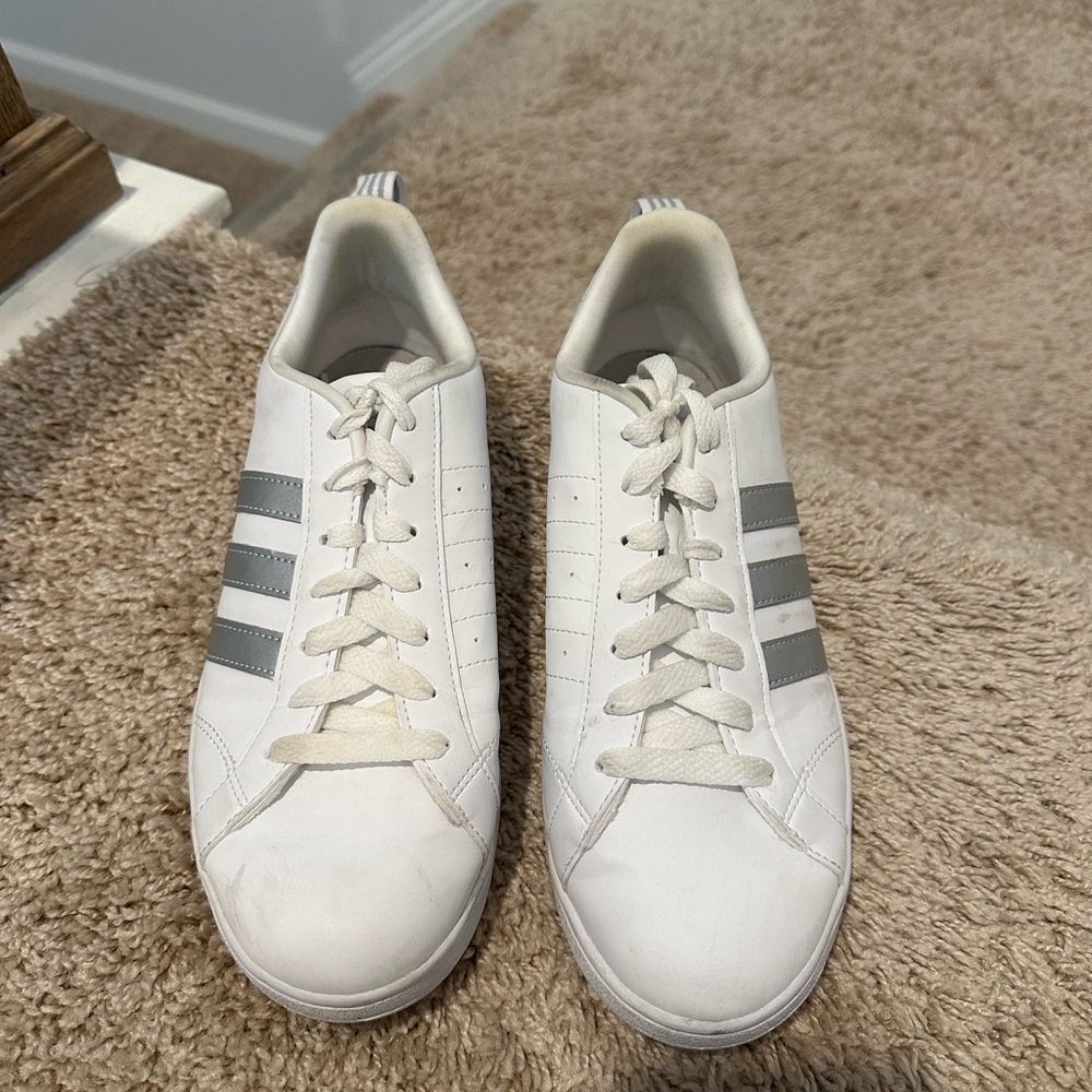 Silver and white Adidas
